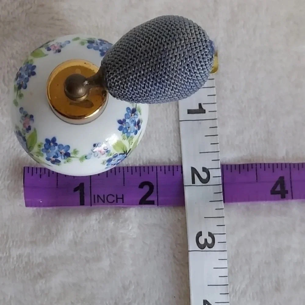 Vintage‎ Jlona Lilac Adorned Porcelain Perfume Atomizer and Tinket Box Set